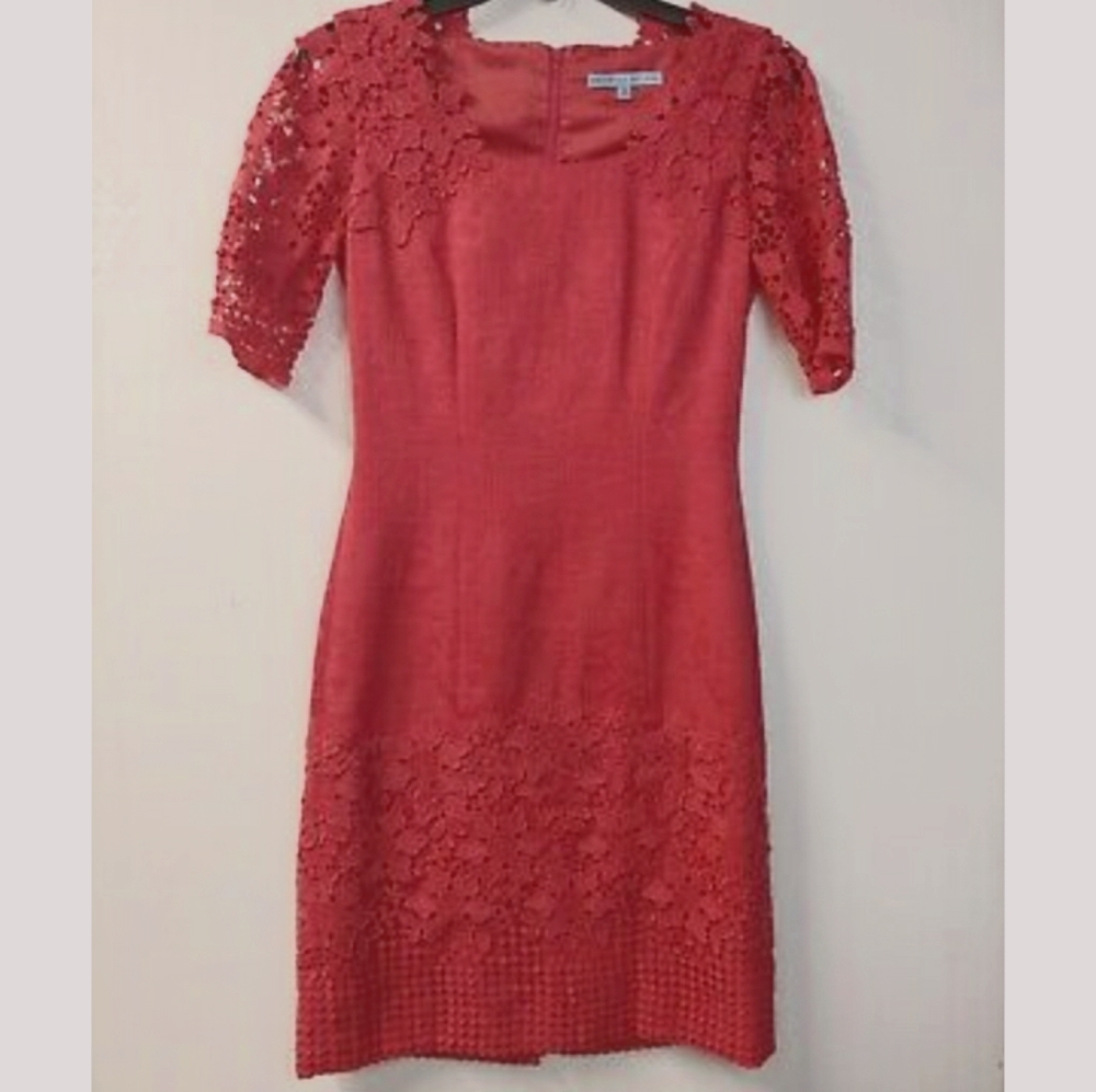 Antonio Melani coral brocade lace sheath dress